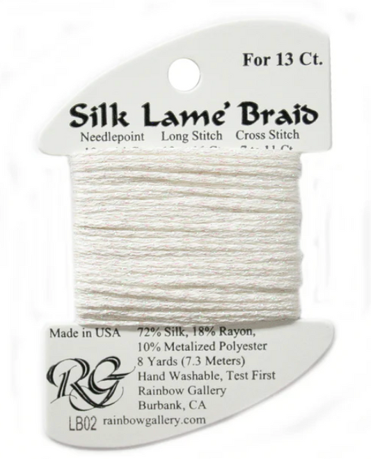 Silk Lame Braid - White Card - 13 ct.