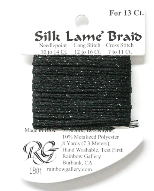 Silk Lame Braid - Black Card - 13 ct.