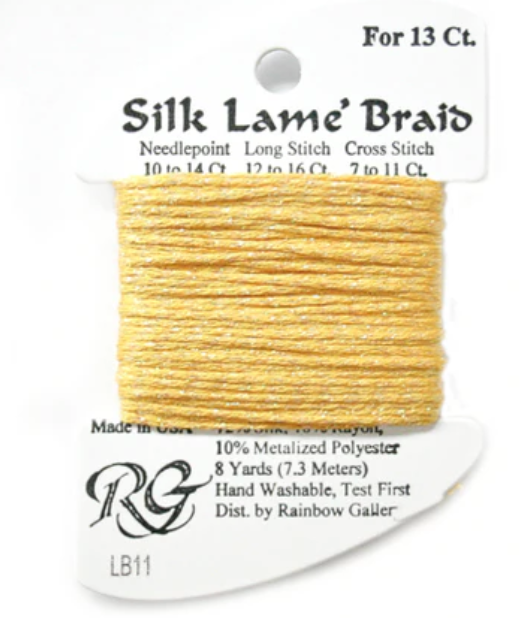 Silk  Lame Braid - Yellow Card - 13 ct.