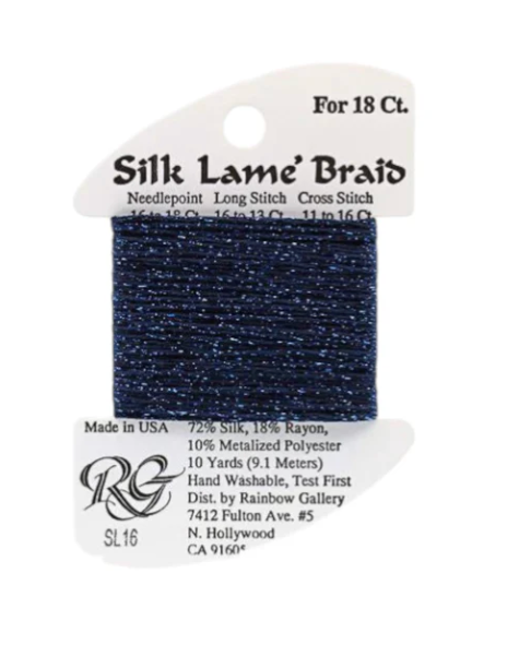 Silk Lame Braid - Navy - 18 Count