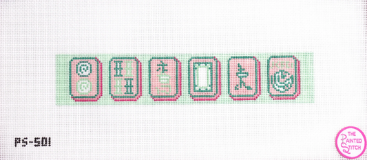 Mahjong key fob- pink and green