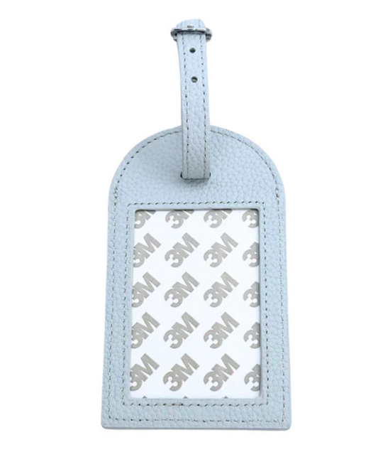 Self-finish Leather Luggage Tag- Cadet Blue