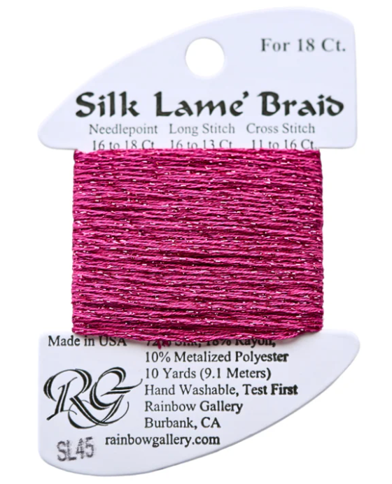 Silk Lame Braid - Deep Rose - 18 ct.