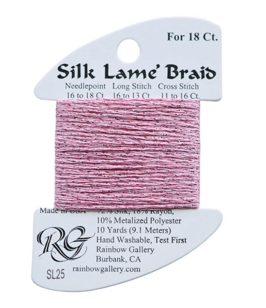 Silk Lame Braid - Rose Pink - 18 ct.