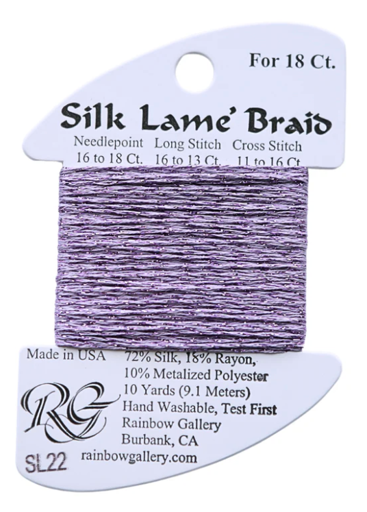 Silk Lame Braid - Lavender - 18 ct.