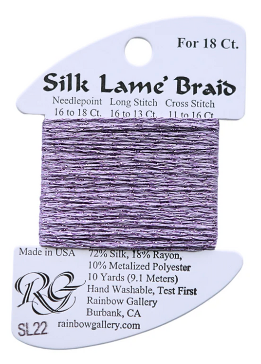Silk Lame Braid - Lavender - 18 ct.