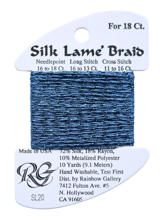 Silk Lame Braid - Dark Antique Blue - 18 ct.