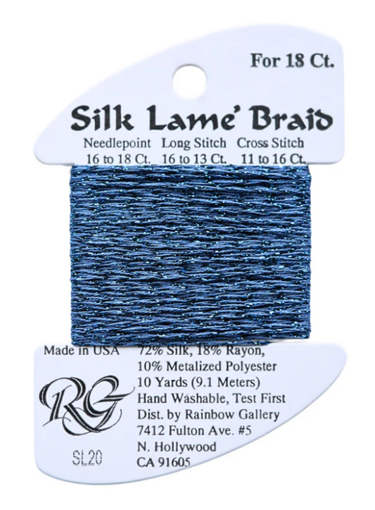 Silk Lame Braid - Dark Antique Blue - 18 ct.