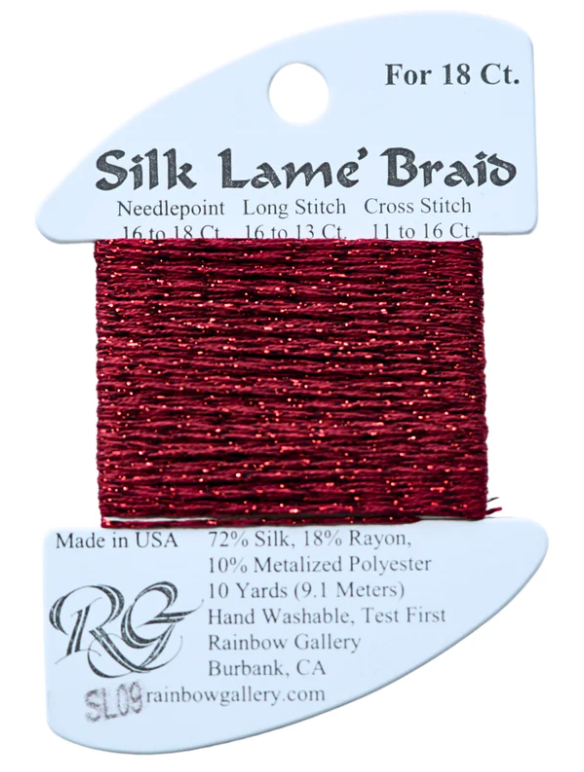 Silk Lame Braid - Dark Red - 18 ct.