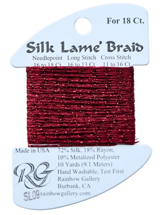 Silk Lame Braid - Dark Red - 18 ct.