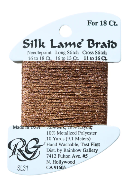 Silk Lame Braid - Copper - 18 ct.