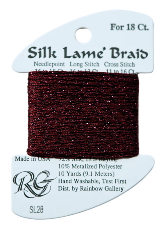 Silk Lame Braid - Burgundy - 18 ct.