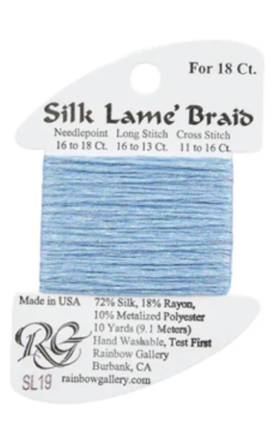 Silk Lame Braid - Antique Blue - 18 ct.