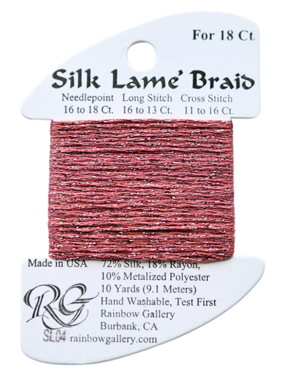 Silk Lame Braid - Antique Rose - 18 ct.
