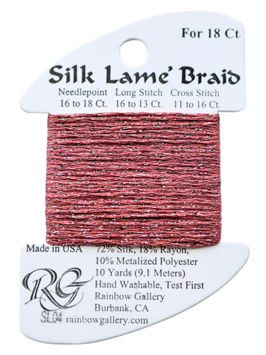 Silk Lame Braid - Antique Rose - 18 ct.