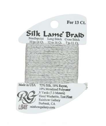 Silk Lame Braid - Silver Card - 13 ct.