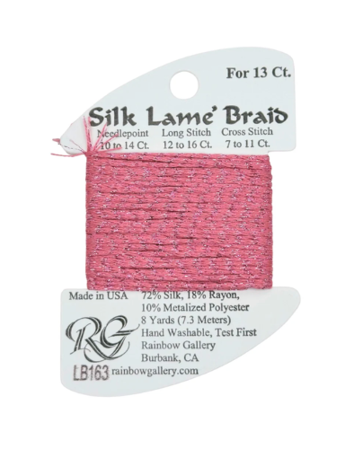 Silk Lame Braid - Deep Rose Card - 13 ct.