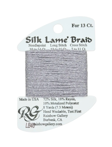 Silk  Lame Braid - Dove Gray Card - 13 ct.
