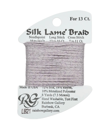 Silk  Lame Braid - Lite Lavender Card - 13 ct.