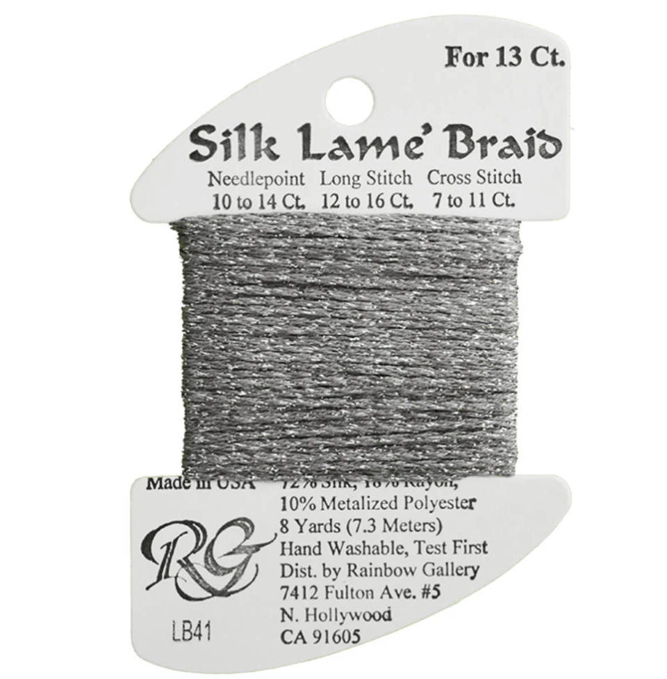 Silk  Lame Braid - Pewter Card - 13 ct.