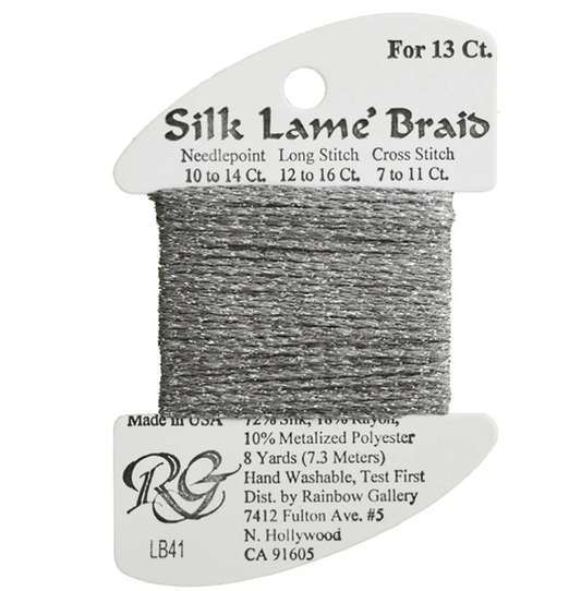 Silk  Lame Braid - Pewter Card - 13 ct.