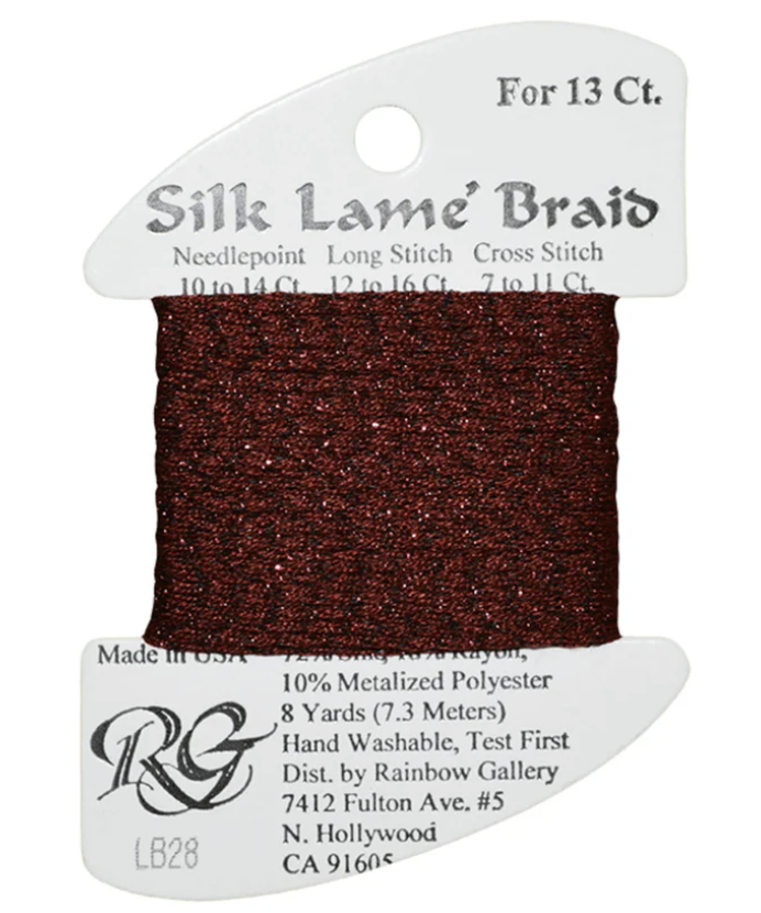 Silk Lame Braid - Burgundy Card - 13 ct.