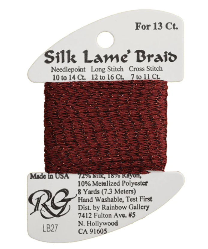 Silk Lame Braid - Garnet Card - 13 ct.