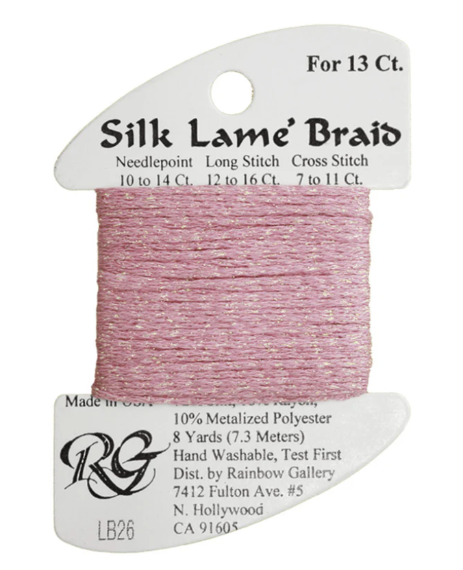 Silk Lame Braid - Raspberry Card - 13 ct.