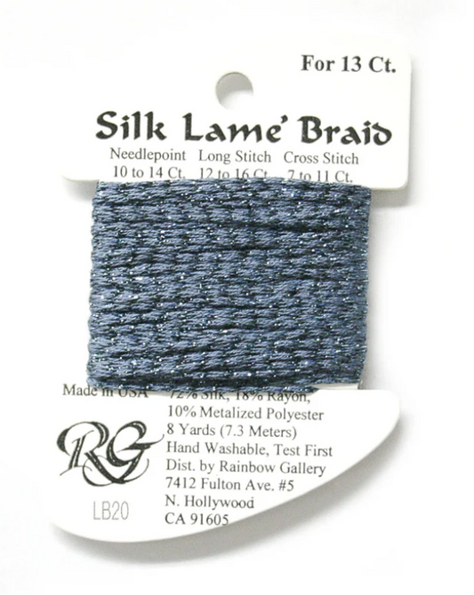 Silk  Lame Braid - Dark Antique Blue Card - 13 ct.