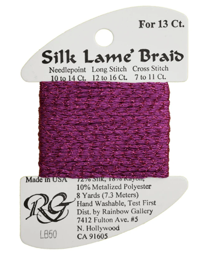 Silk Lame Braid - Fuchsia Card - 13 ct.