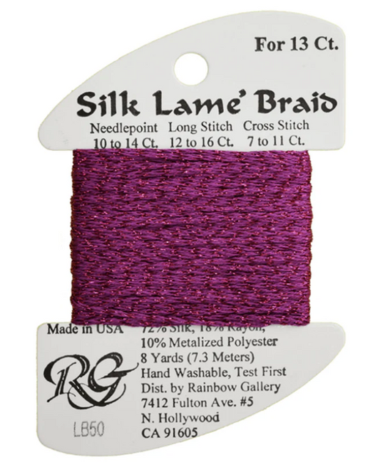 Silk Lame Braid - Fuchsia Card - 13 ct.
