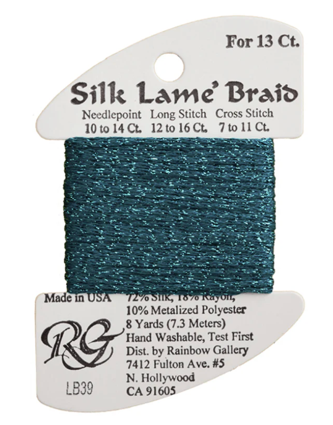 Silk Lame Braid - Lagoon Card - 13 ct.