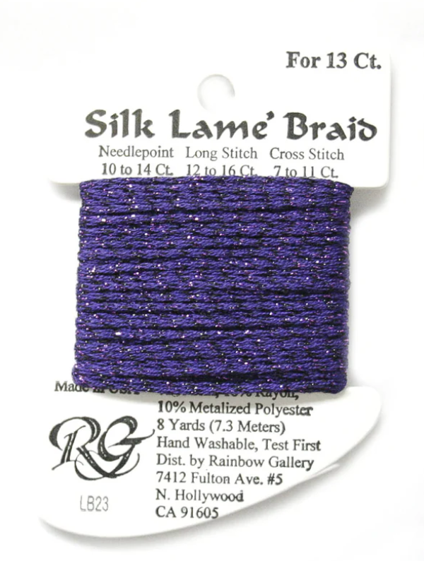 Silk Lame Braid - Dark Lavender Card - 13 ct.
