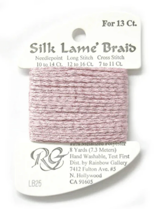 Silk Lame Braid - Rose Pink Card - 13 ct.