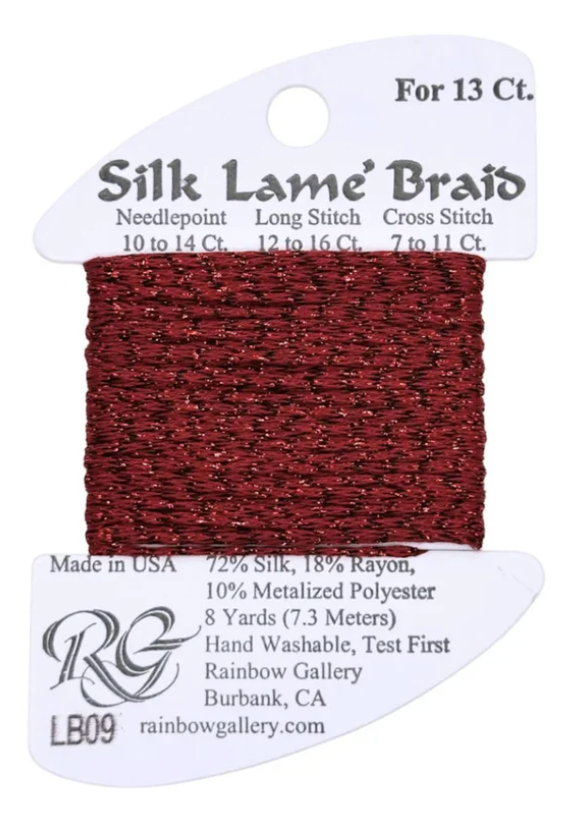Silk Lame Braid - Dark Red Card - 13 ct.
