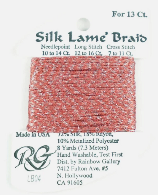 Silk Lame Braid - Antique Rose Card - 13 ct.