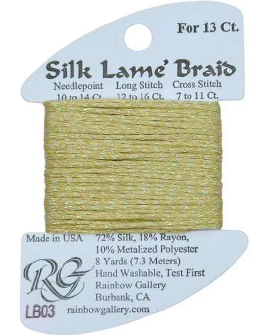 Silk Lame Braid - Ecru Card - 13 ct.