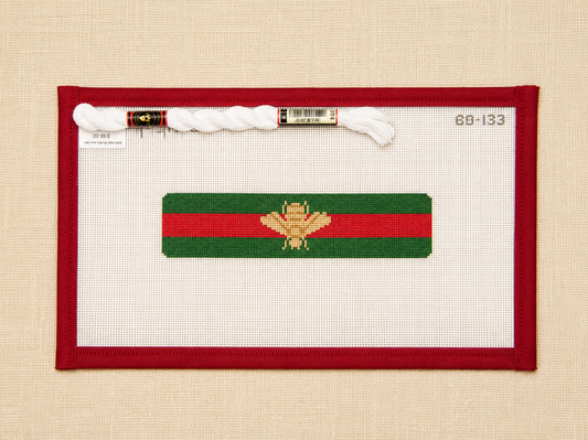 Gold Bee on Green & Red Stripe Cuff or Bookmark