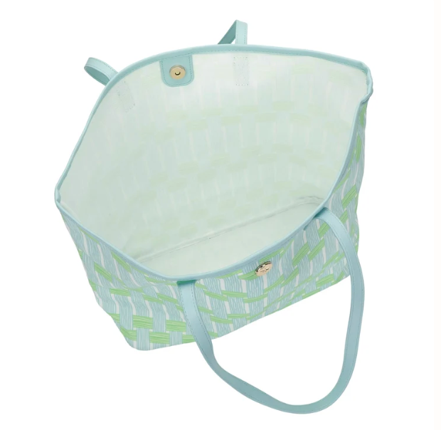 Blue Lattice Oversize Tote with Wallet
