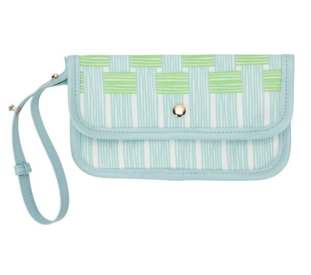 Blue Lattice Oversize Tote with Wallet