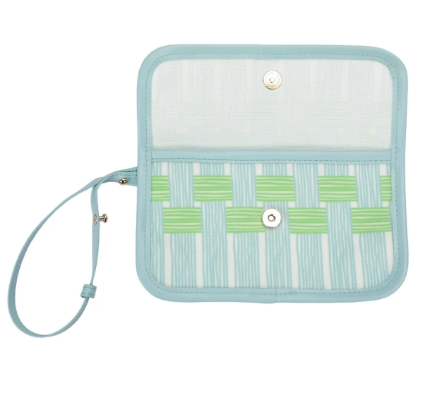 Blue Lattice Oversize Tote with Wallet
