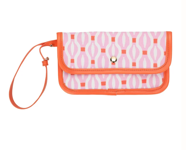Pink Geometric Oversized Tote with Wallet