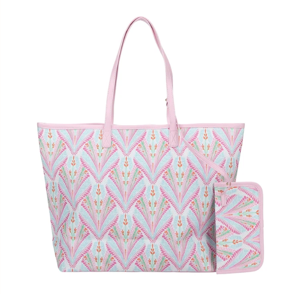 Petals & Plumes Oversized Tote Bag with Wallet