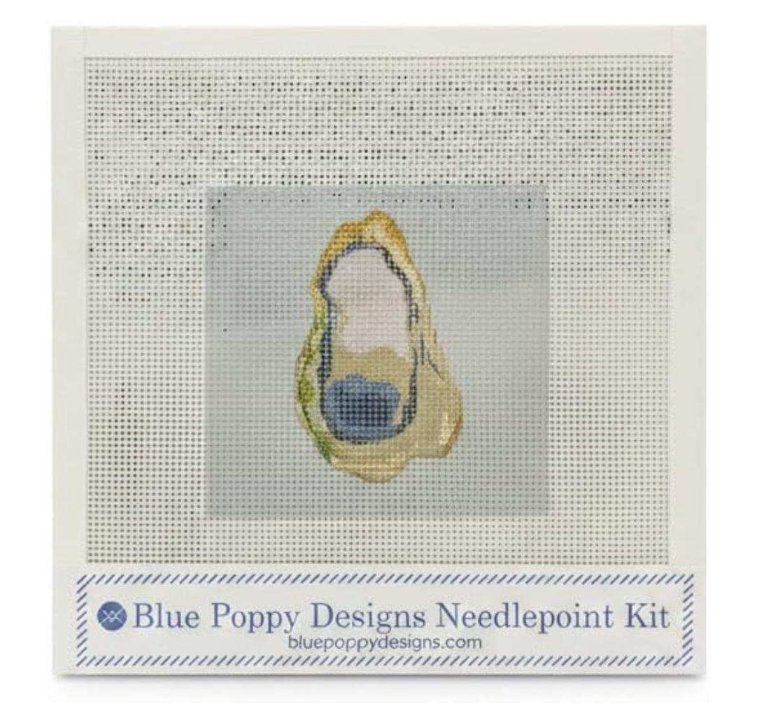 Blue Poppy Needlepoint Kit - Oyster