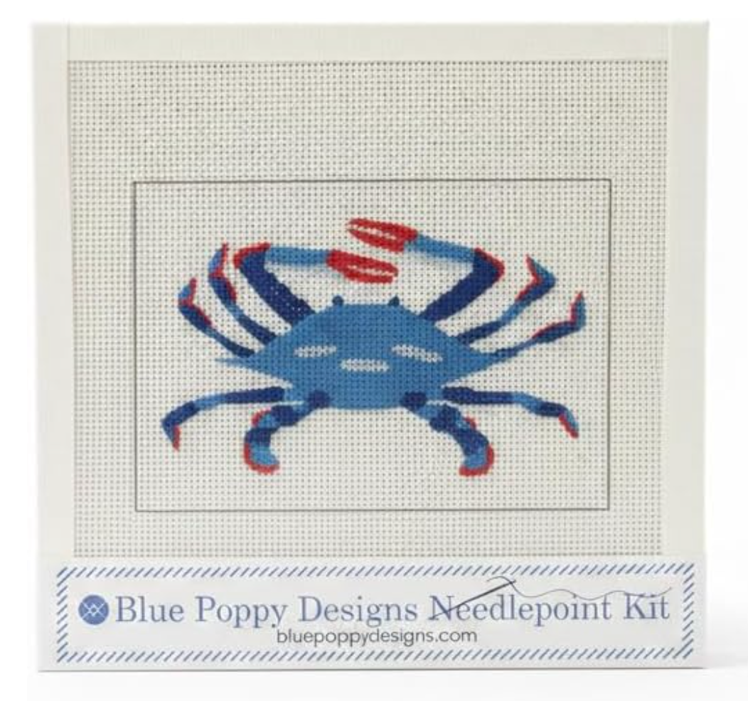 Blue Poppy Needlepoint Kit - Blue Crab