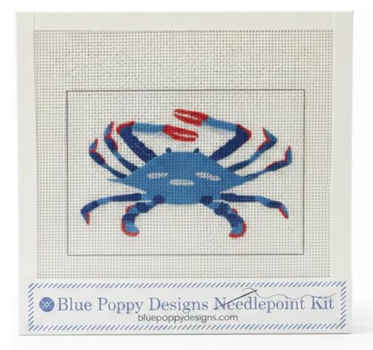 Blue Poppy Needlepoint Kit - Blue Crab