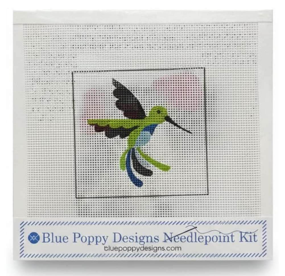 Blue Poppy Needlepoint Kit - Hummingbird