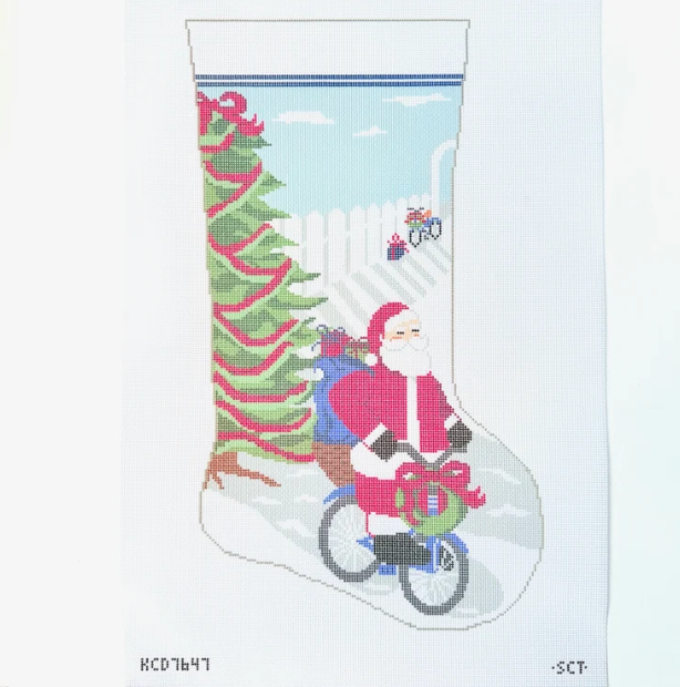 Bicycle Santa Stocking