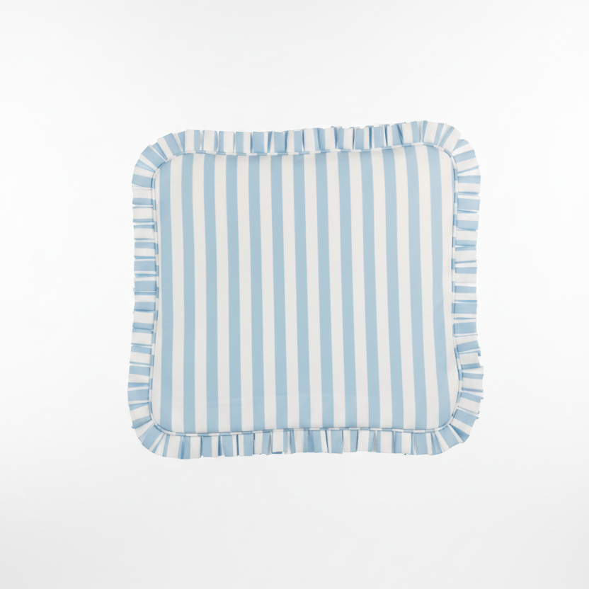 Light Blue Stripe Ruffle Project Bag