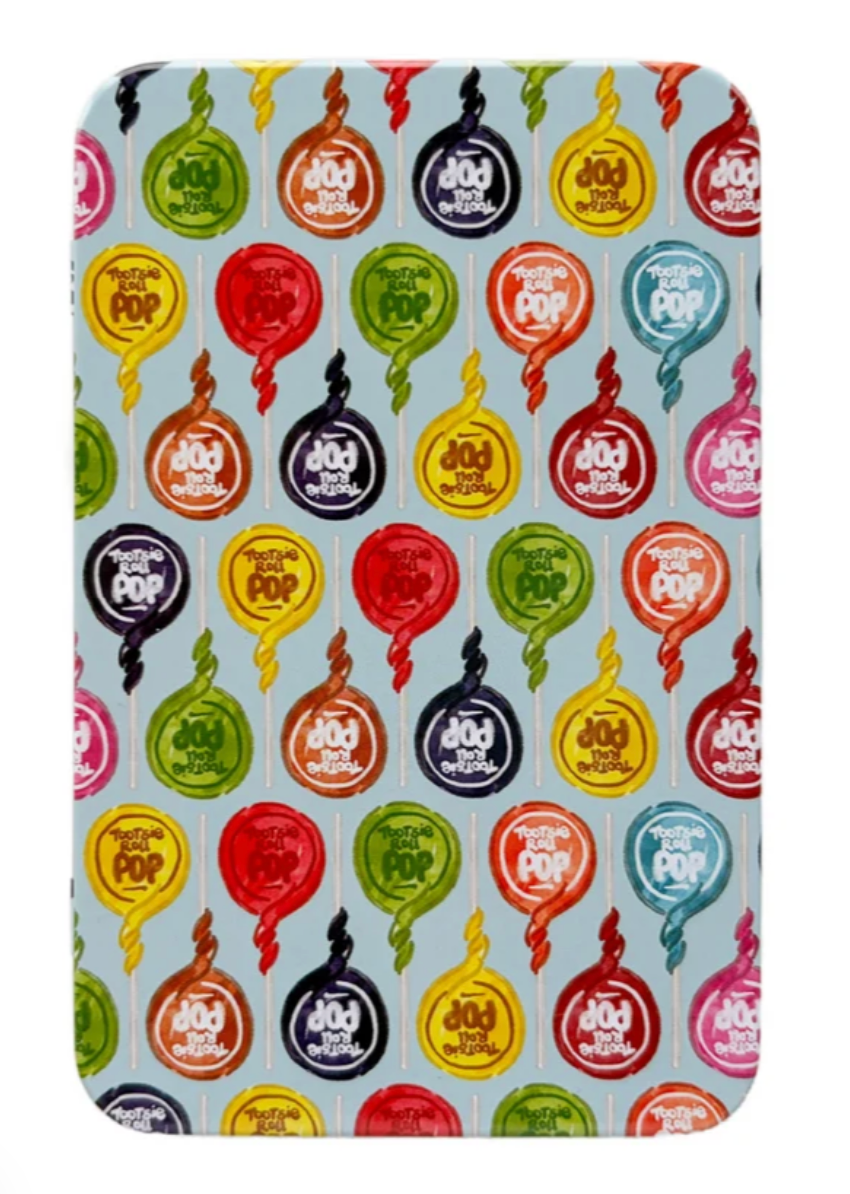 Blue Tootsie Pop Pattern Magnet Tin